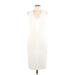 Venus Casual Dress - Sheath V Neck Sleeveless: Ivory Solid Dresses - Women's Size 12