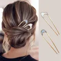 Mode Metall Haar Sticks für Frauen Shell Haar Clip Pins Minimalistischen U Form Mädchen Haarnadeln