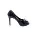 Fioni Heels: Slip On Stiletto Feminine Black Solid Shoes - Women's Size 7 - Peep Toe