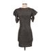 iris Casual Dress - Bodycon Crew Neck Short sleeves: Gray Dresses - Women's Size Small