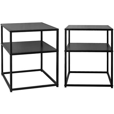 Sweeek - 2er Set Nachttische aus schwarzem Metall mit Regal Image