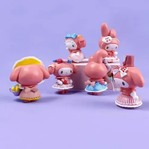 6 teile/satz Sanrio Melodie Figur Puppe Modell Spielzeug Auto Ornamente Melodie Kuromi niedlichen