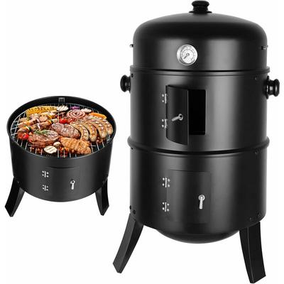 Tlgreen - Räucherofen, 3-in-1 Smoker Grill Holzkohlegrill, Räuchertonne Ø44,5 80 cm, inkl.