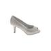 Kelly & Katie Heels: Pumps Stiletto Formal Silver Shoes - Women's Size 7 1/2 - Peep Toe