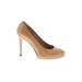 Stuart Weitzman Heels: Pumps Stiletto Cocktail Party Tan Solid Shoes - Women's Size 7 1/2 - Round Toe