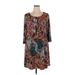 MSK Casual Dress - A-Line Scoop Neck 3/4 sleeves: Burgundy Paisley Dresses - Women's Size X-Large - Print Wash