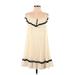 BCBGMAXAZRIA Casual Dress - Mini Scoop Neck Sleeveless: Ivory Dresses - Women's Size 4