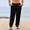 Homme Pantalon en lin Pantalon pantalon été Pantalon de plage Poche Cordon Taille elastique Plein Confort Respirable du quotidien Vacances Plage Hawaïen Bohème Marron Sapin Noir