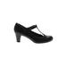 Naturalizer Heels: Slip-on Chunky Heel Minimalist Black Print Shoes - Women's Size 7 1/2 - Round Toe