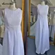 Weiß Hochzeit Overall Strand Kleider O Neck Bodenlangen Boho Brautkleider Outfit Anpassen Spitze