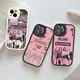B-BLACK-pink-kpop phone case hartes leder für iphone 14 13 12 mini 11 14 pro max xs x xr 7 8 plus