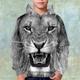 Garçon 3D Lion Sweat à capuche Pullover manche longue 3D effet Automne Hiver Mode Vêtement de rue Frais Polyester Enfants 3-12 ans Extérieur Casual du quotidien Standard