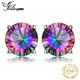 JewelryPalace Runde Echtem Regenbogen Mystic Quarz 925 Sterling Silber Stud Ohrringe Frauen