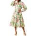 Daybreak Hibiscus Floral Long Sleeve Linen Midi Dress