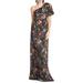 Chelsea Floral One-shoulder Crinkle Georgette Gown