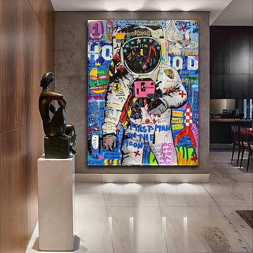 Stil Astronaut Ölgemälde Pop-Art Graffiti-Kunst Ölgemälde 100% handgemacht Straßenkunst-Ölgemälde Astronaut Pop-Art Ölgemälde Image