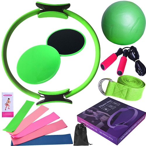 Yoga-Ball, 14-teiliges Set, Fitness-Pilates-Ring, Gleitplatte, Latex-elastischer Ring, Verlängerungsgürtel, Gummi-Springseil-Abdeckung