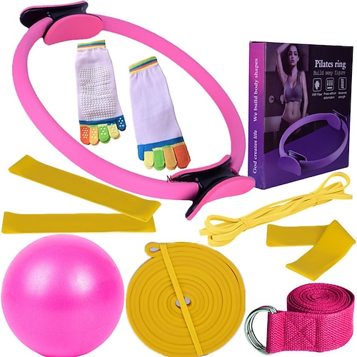 Pilates-Kreis, zehnteiliger Yoga-Ball, Latex-elastischer Ring, Widerstandsgürtel, Stretchband, Yoga-Socken, Fitness-Set
