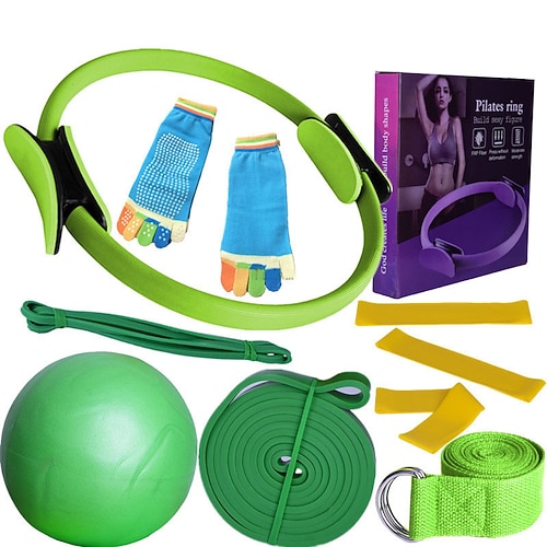 Pilates Kreis Zehnteilige Yoga Ball Latex Elastikring Widerstandsband Stretchband Yoga-Socken Fitness-Set Weihnachtsgeschenk Image