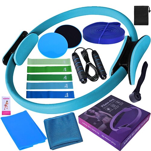 Latex-Yoga-Gummiband, 15-teiliges Set Fitness-Eistücher, Gleitplatte, Spannband, 3 Meter Springseil, Pilates-Schlaufe