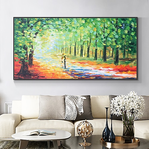 Mintura handgefertigte Baum-Landschafts-Ölgemälde auf Leinwand, Wandkunst, Dekoration, moderne abstrakte Bilder für Heimdekoration, gerolltes, rahmenloses, ungedehntes Gemälde Image