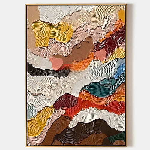 Handgefertigtes Ölgemälde auf Leinwand, Wandkunst, Dekoration, moderner minimalistischer Stil, bunt, abstrakt, für Heimdekoration, gerollt, rahmenlos, ungedehntes Gemälde Image