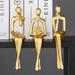 OROMYO 3Pcs Thinker Statue Gold Decor Abstract Art Gold Figurines Golden Resin Bookshelf Decor Collectible Decorative Sculpture for Home Office Living Room Table Desktop Decor