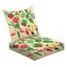 2-Piece Deep Seating Cushion Set Tropical set tropical elements Palm leaves tropical plants flowers Outdoor Chair Solid Rectangle Patio Cushion Set