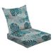 2-Piece Deep Seating Cushion Set Tropical leaf featuring teal green palm Monstera plant leaves pink Outdoor Chair Solid Rectangle Patio Cushion Set