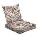 2-Piece Deep Seating Cushion Set Ethnic tribal leaves orchid flowers seamless motif pattern Folkloric Outdoor Chair Solid Rectangle Patio Cushion Set