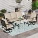 VALLEY Patio Conversation Set 4 PCS Outdoor Furniture Set Metal Sofa Set Rocking Swvel Chair with Thick Upgrade Cushion and Coffee Table Beige\u2026