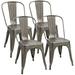 LLBIULife Metal Dining Chairs Indoor-Outdoor Use Stackable Side Chairs with Back Industrial Kitchen Classic Trattoria Chair Set of 4 (Black)