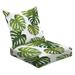 2-Piece Deep Seating Cushion Set Tropical pattern large green Monstera leaves watercolor Outdoor Chair Solid Rectangle Patio Cushion Set