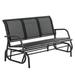 Tcbosik 3 Seats Outdoor Glider Chair Garden Loveseat Supports up to 660 lbs Patio Settee Breathable Gliding Bench with Anti-Rust Coating for 3-Person Black