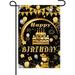 YCHII Happy 15th Birthday Garden Flag 15th Birthday Banner Black Gold Birthday Decoration for Yard Lawn Party Birhtday Gifts