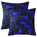 YST Geometric Set of 2 Throw Pillow Covers 20x20 Inch Blue Black Pillow Covers Glowing Light Abstract Geometry Lattice Cushion Covers Modern Square Blocks Cushion Cases