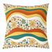 YST 1960S 1970S Groovy Flower Throw Pillow Cover Hippie Funky Flower Decorative Pillow Cover Cartoon Retro Floral Pillow Cover Bohemia Rainbow Flowers Cushion Case 24x24 Inch