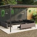 Garden Outdoor Lawn Yard Terrace Balcony Seat Seating Sitting Chair Bench Furniture Patio Sofa Set 12 Piece Patio Lounge Set with Cushions Poly Rattan Dark Gray