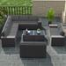 Outdoor Patio Furniture Set 14 Pieces Outdoor Furniture All Weather Patio Sectional Sofa PE Wicker Modular Conversation Sets with Coffee Table 12 Chairs & Seat Clips(Sand)