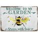 Garden Sign Metal Bee Garden Signs Outdoor Decor Flowers Garden Plaque for Women Men Mom Dad Grandma Grandpa Potting Shed She Shed Housewarming Gifts for Family Friends Large Sign