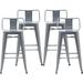 LLBIULife Changjie Metal Barstools Set of 4 Industrial Stools Counter Stools with Backs Indoor-Outdoor Counter Height Stools (26 inch Silver)