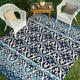 Alexander Home Indoor/ Outdoor Hand-hooked Blue Damask Rug (7 6 x 9 6) by - 7 6 x 9 6