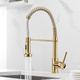 Kitchen Sink Mixer Faucet with Pull Out Sprayer, 360 swivel High Arc Single Handle Spring Pull Down Kitchen Taps Deck Mounted, One Hole Brass Kitchen Sink Faucet Water Vessel Taps
