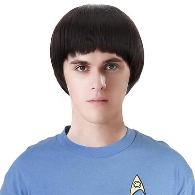 Short Black Cosplay Wig-1960s Men Synthetic Bowl Cut Mushroom Hair Anime Wigs for Movie Party Halloween Christmas Costume wig