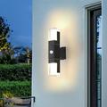 LED Sensor Wall Light Outdoor Wall Sconce, Black Metal Wall Lights, Up Down Sconces Aluminum Wall Lantern, IP65 Waterproof Spot Lights Night Lamps for Porch Patio Garden 85-265V