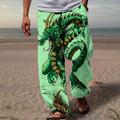 Dragon Beach Pants Mens Graphic Summer Daily Holiday Black Trousers Drawstring Elastic Waist 3D Print Animal Prints Comfort Casual Streetwear