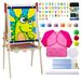 Ataucjin Art Easel for Kids Adjustable Standing Kids Easel Kids Easel Double Sided Wooden White Board & Magnetic Drawing Board & Paper Roll Paint Art Set for Kids Toddlers 2-4 4-8 9-12 ï¼ˆ3+ï¼‰