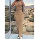 Women's Casual Dress Sheath Dress Summer Dress Long Dress Maxi Dress Ruched Street Holiday Date Streetwear Maxi One Shoulder Sleeveless Slim Black Khaki Gray Color S M L XL Size