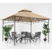 ABCCANOPY 10 x12 Patio Gazebo With Double Soft Roof Canopies for Shade and Rain Khaki