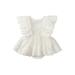 Huakaishijie Girls Romper Tutu Skirt White Fly Sleeves Round Neck Lace One-piece
